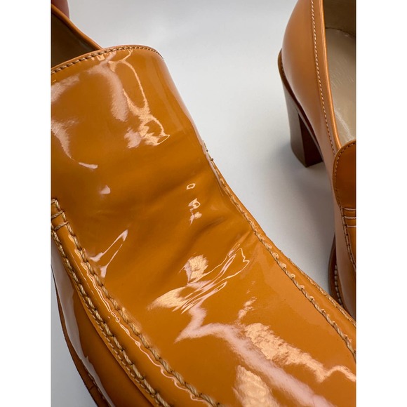 Maryam Nassir Zadeh Nora Patent Leather Retro Orange Cream Loafers Heels Sz 39 - Picture 10 of 16